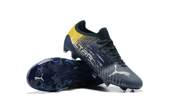 Chuteira Campo Puma Ultra FG Azul/Amarelo