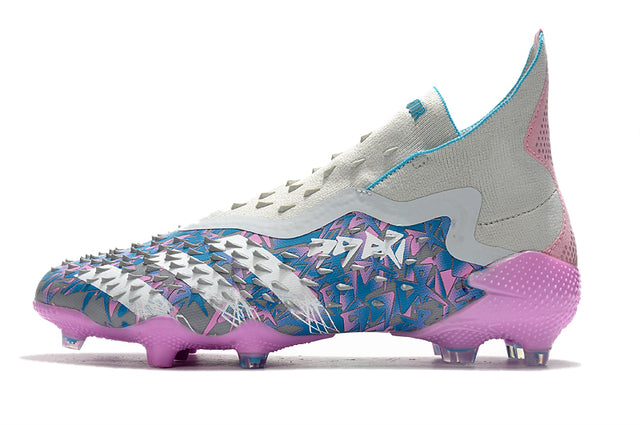 Chuteira Campo Adidas Predator Freak + FG Grey/Blue/Pink - Cano Alto