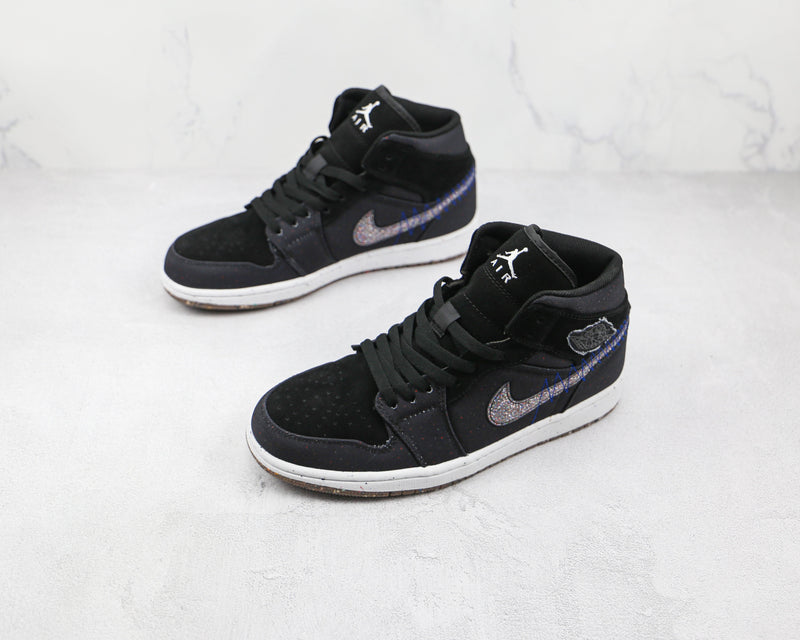 Jordan 1 Mid Crater Black