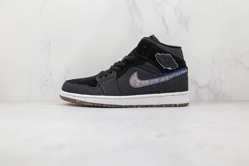 Jordan 1 Mid Crater Black