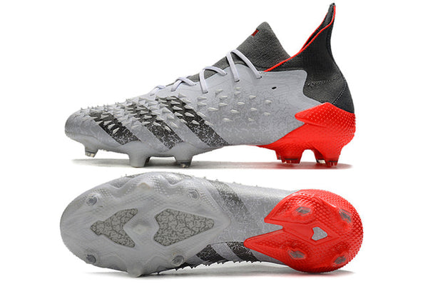 Chuteira Campo Adidas Predator Freak .1 FG White/Iron Metallic/Solar Red - Cano Alto