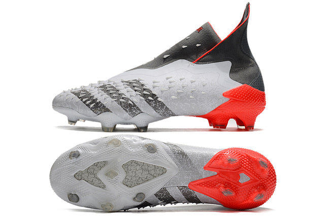 Chuteira Campo Adidas Predator Freak+ FG White/Iron Metallic/Solar Red - Cano Alto