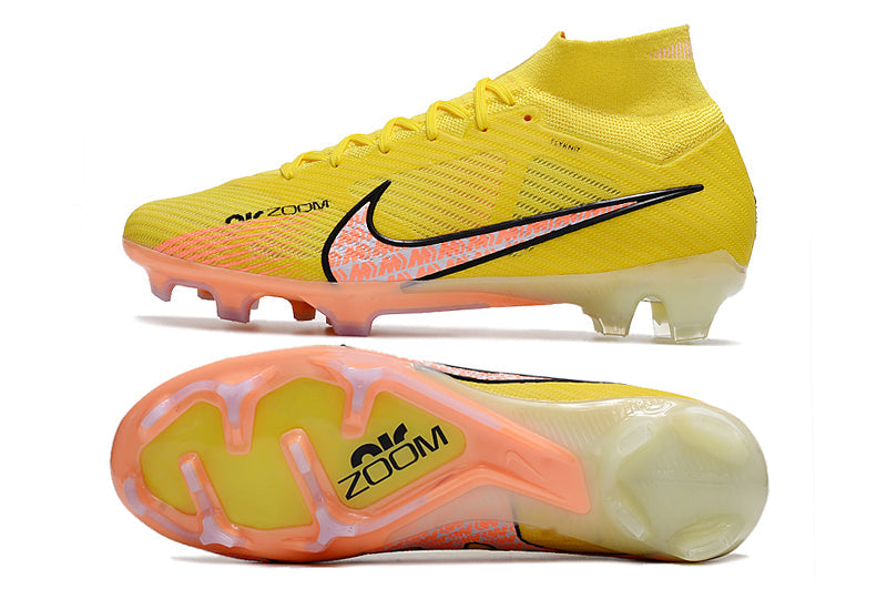 Chuteira Campo Nike Air Zoom Mercurial Superfly IX Elite FG Amarelo - Cano Alto