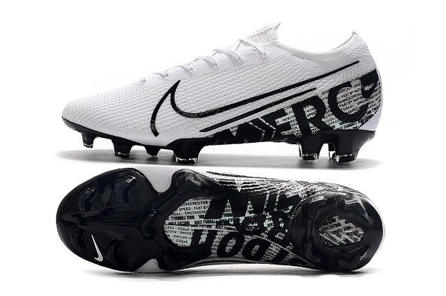 Chuteira Campo Nike Mercurial Vapor 13 Elite FG Branco e Preto - Low