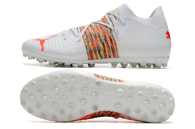 Chuteira Society Puma Future Z FG White/Orange - Low