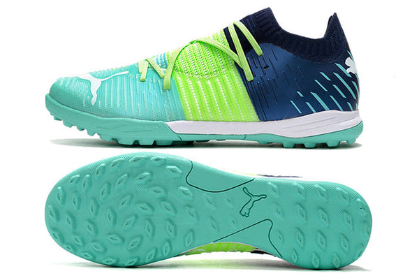 Chuteira Society Puma Future Z TF Blue/Yellow/Green - Low