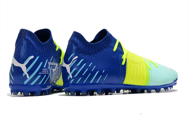 Chuteira Society Puma Future Z FG Blue/Yellow/Green - Low