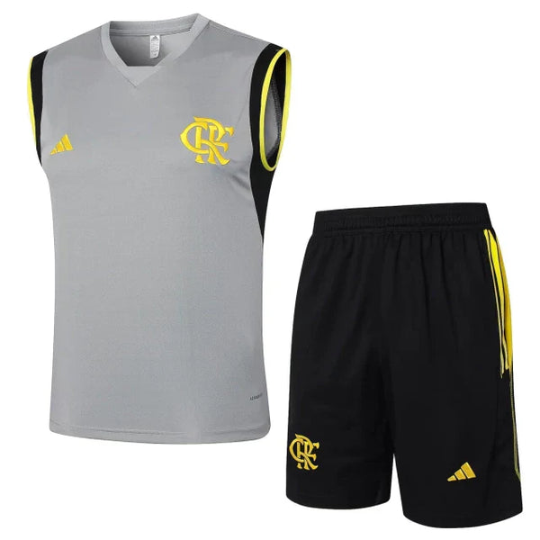 Kit Treino Flamengo 24/25 Adidas - Cinza com Preto