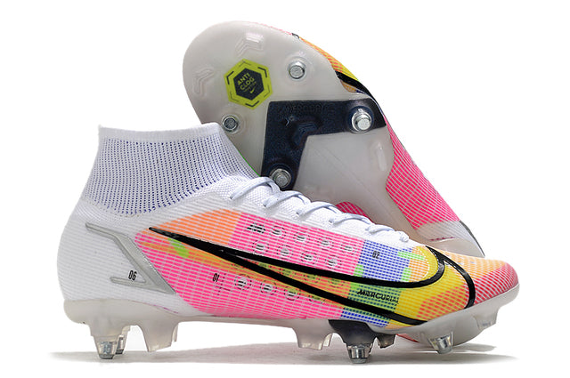 Chuteira Campo Nike Mercurial Superfly VIII Elite SG PRO Anti Clog White/Rosa - Cano Alto